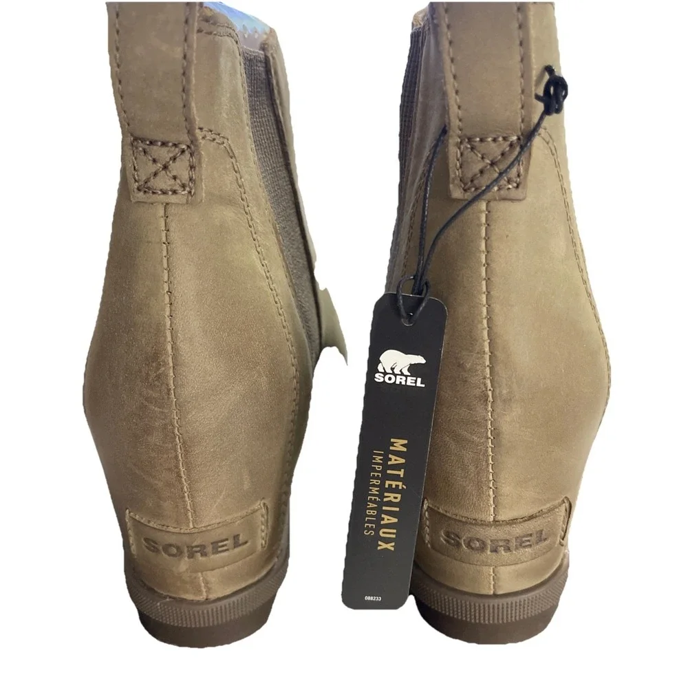 Sorel Women Sz 10 Waterproof Joan Of Arctic Wedge II Chelsea Boots Ash Brown Fun